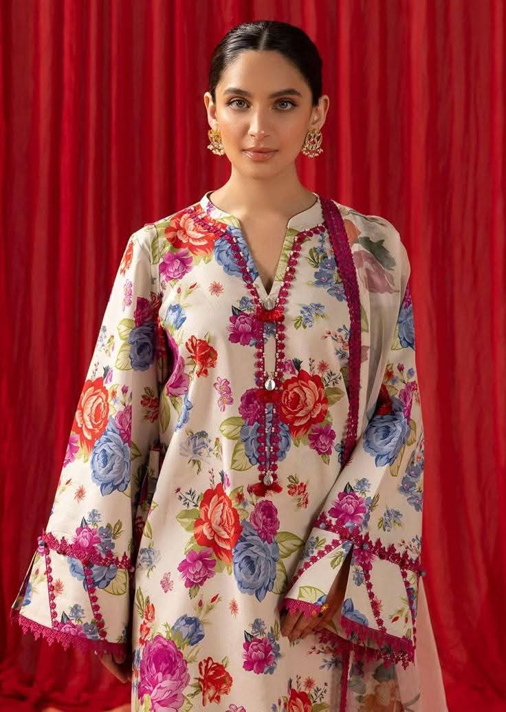 মাল্টিকালার ফ্লোরাল লন কামিজ