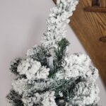 Christmas Tree Set Modern Pre Lit Flocked White Green Pink Artificial Christmas Tree photo review