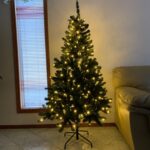 Christmas Tree Set Modern Pre Lit Flocked White Green Pink Artificial Christmas Tree photo review