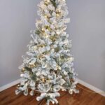 Christmas Tree Set Modern Pre Lit Flocked White Green Pink Artificial Christmas Tree photo review