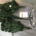 Christmas Tree Set Modern Pre Lit Flocked White Green Pink Artificial Christmas Tree photo review