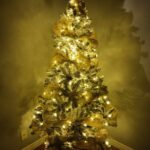 Christmas Tree Set Modern Pre Lit Flocked White Green Pink Artificial Christmas Tree photo review