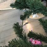 Christmas Tree Set Modern Pre Lit Flocked White Green Pink Artificial Christmas Tree photo review