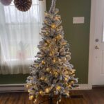 Christmas Tree Set Modern Pre Lit Flocked White Green Pink Artificial Christmas Tree photo review