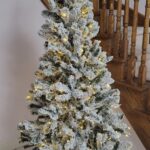 Christmas Tree Set Modern Pre Lit Flocked White Green Pink Artificial Christmas Tree photo review