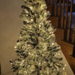 Christmas Tree Set Modern Pre Lit Flocked White Green Pink Artificial Christmas Tree photo review